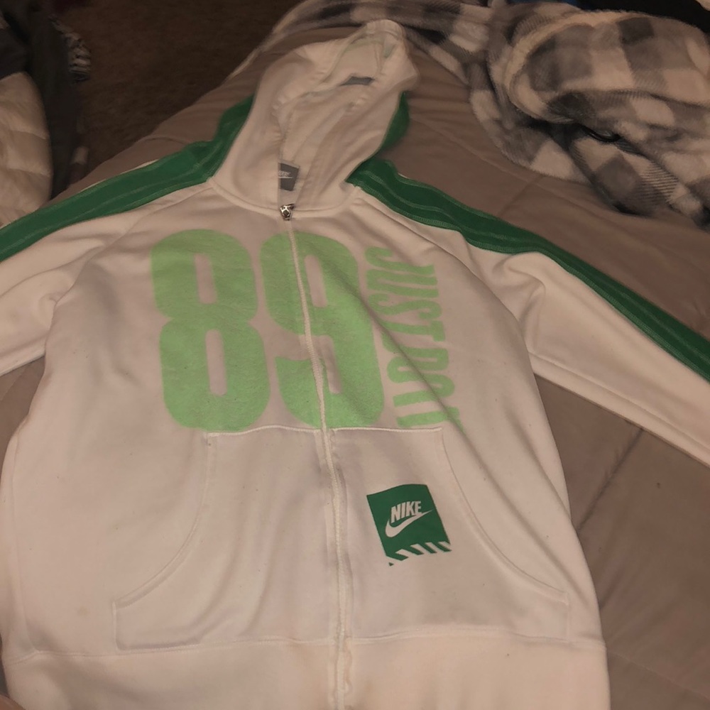 green and white nike zip up jacket
